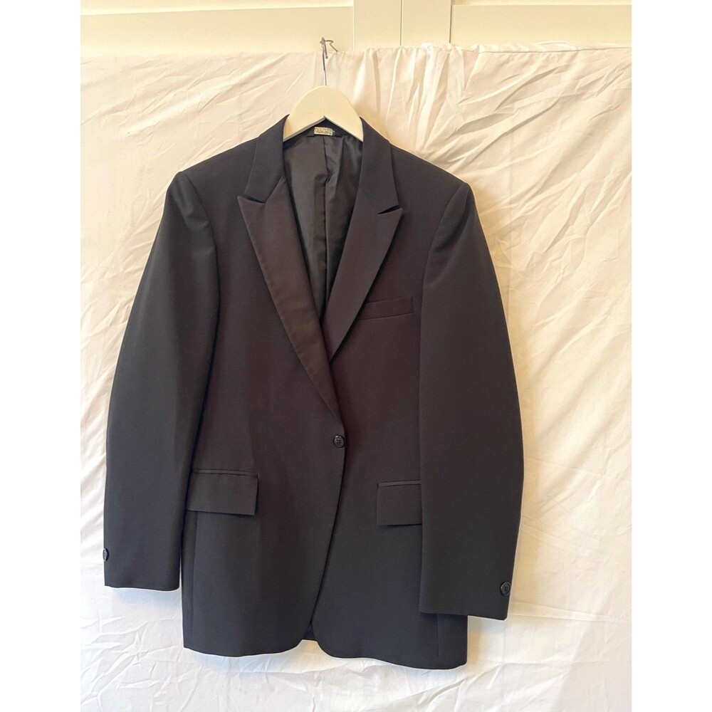 After Six Men's Black Tuxedo Jacket Formal Blazer Satin Lapels Regular Fit- 42R